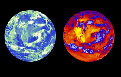 Données CERES Aqua montrant la quantité de chaleur sortante et de lumière solaire réfléchie quittant la planète le 22 juin 2002. Les États-Unis sont au centre. Crédit NASA. - National Aeronautics and Space Administration National Aeronautics and Space Administration